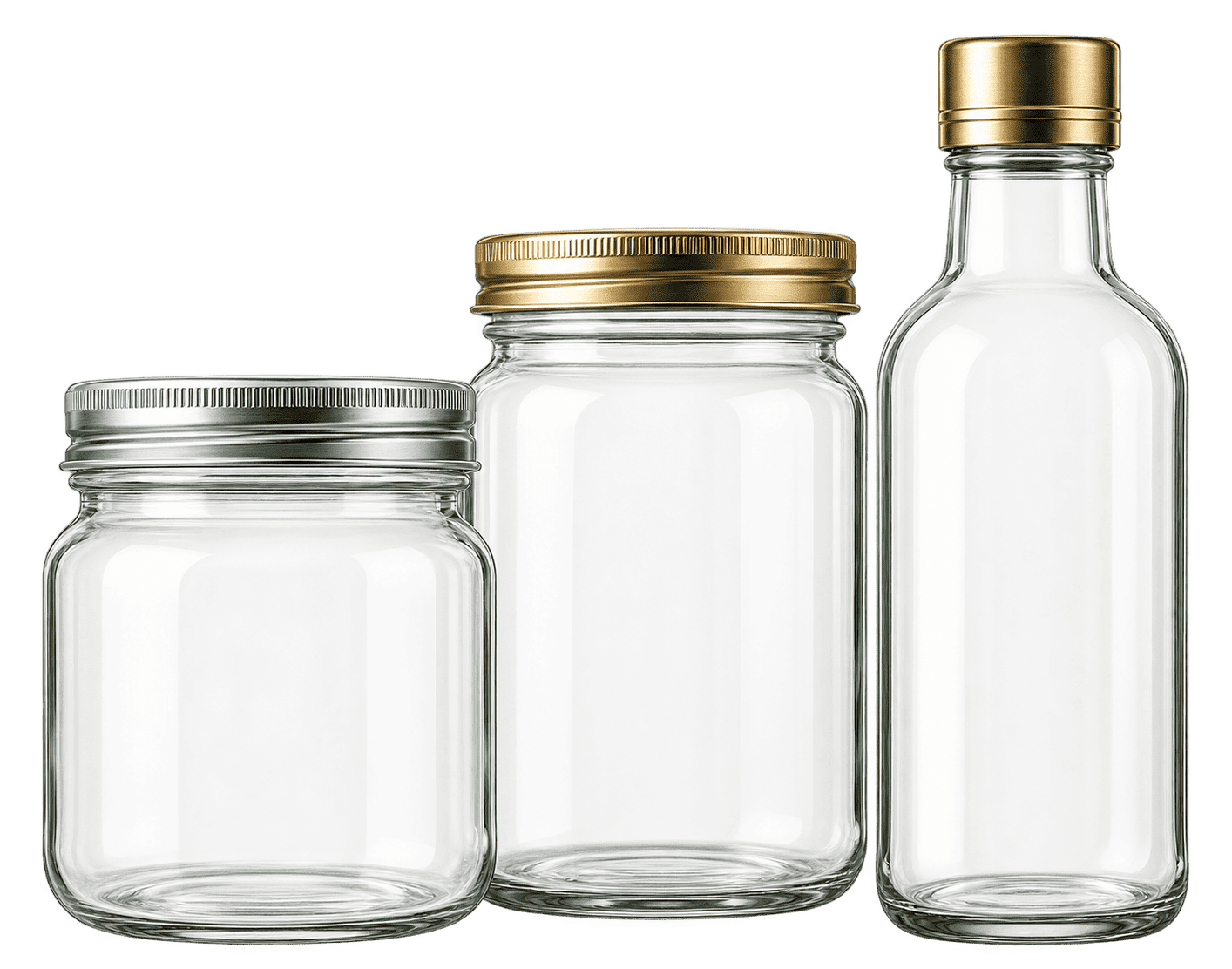 Glass bottles and jars